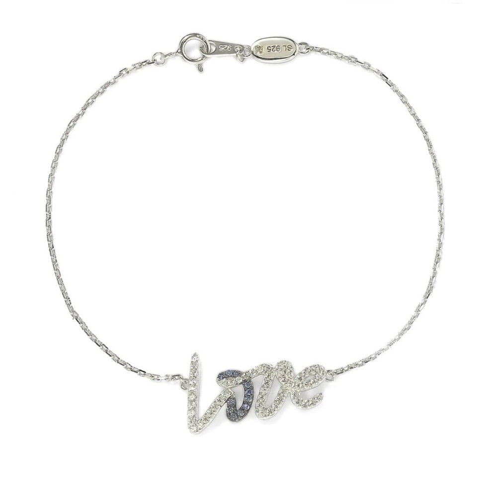 SUZY LEVIAN Sterling Silver Sapphire and Diamond Accent Love Bracelet NWT